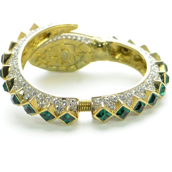 Vintage Kenneth Jay Lane KJL Gold-tone Crystal Snake Bracelet - Picture 4 of 8